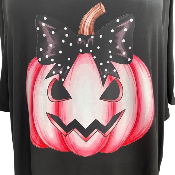 Pink Pumpkin Halloween Top XL Soft Girl Coquette Fall Graphic Tee Cute Whimsical - Picture 5 of 8